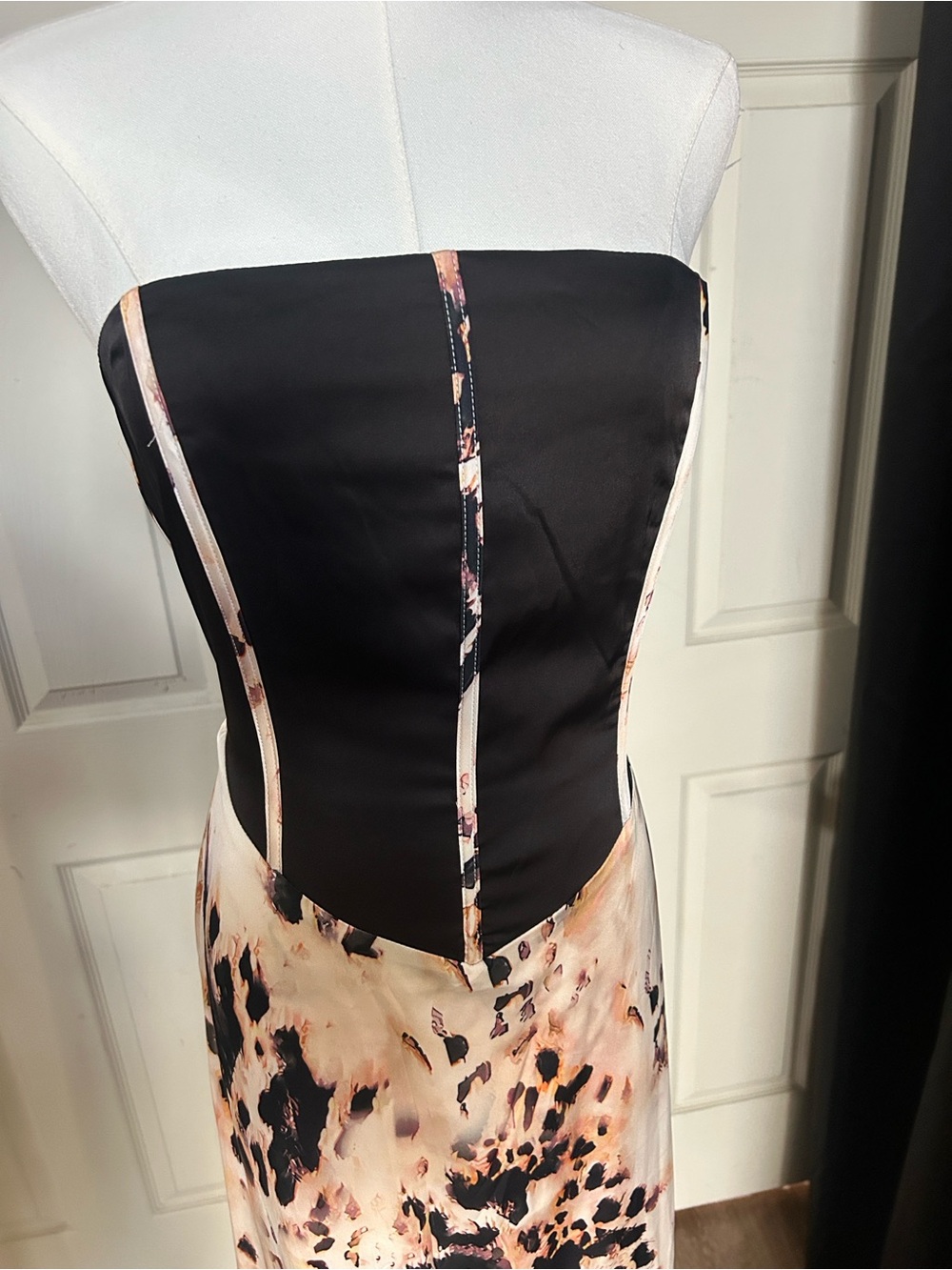 AKIRA Black and Blush Animal-Print Strapless Maxi Dress - Picture 4 of 7